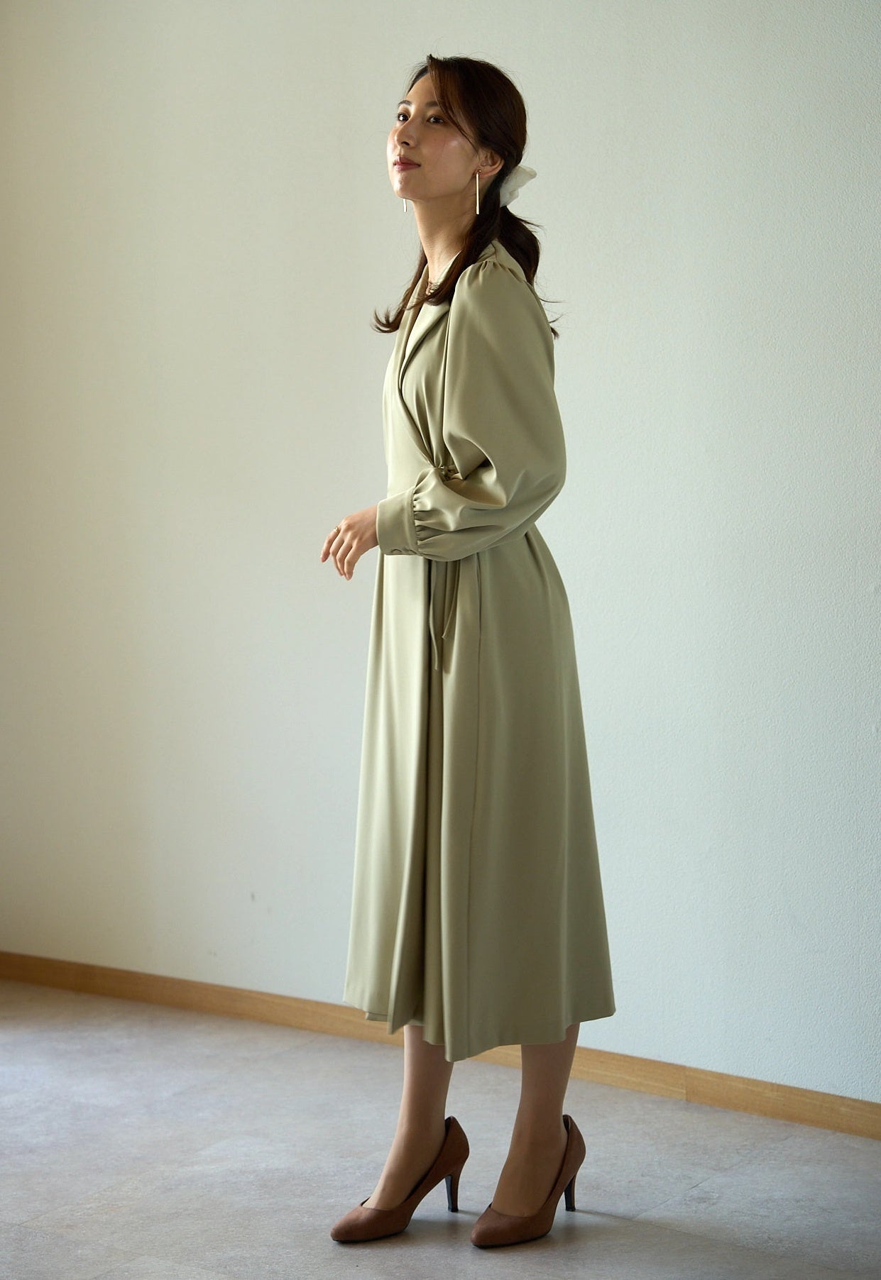 micofill カシュクールシャツドレス