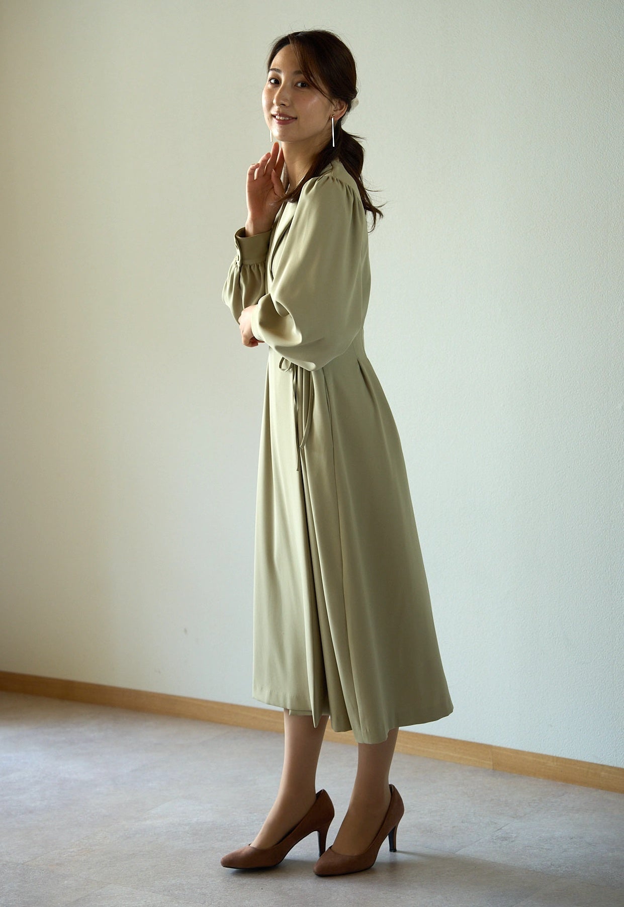 micofill カシュクールシャツドレス