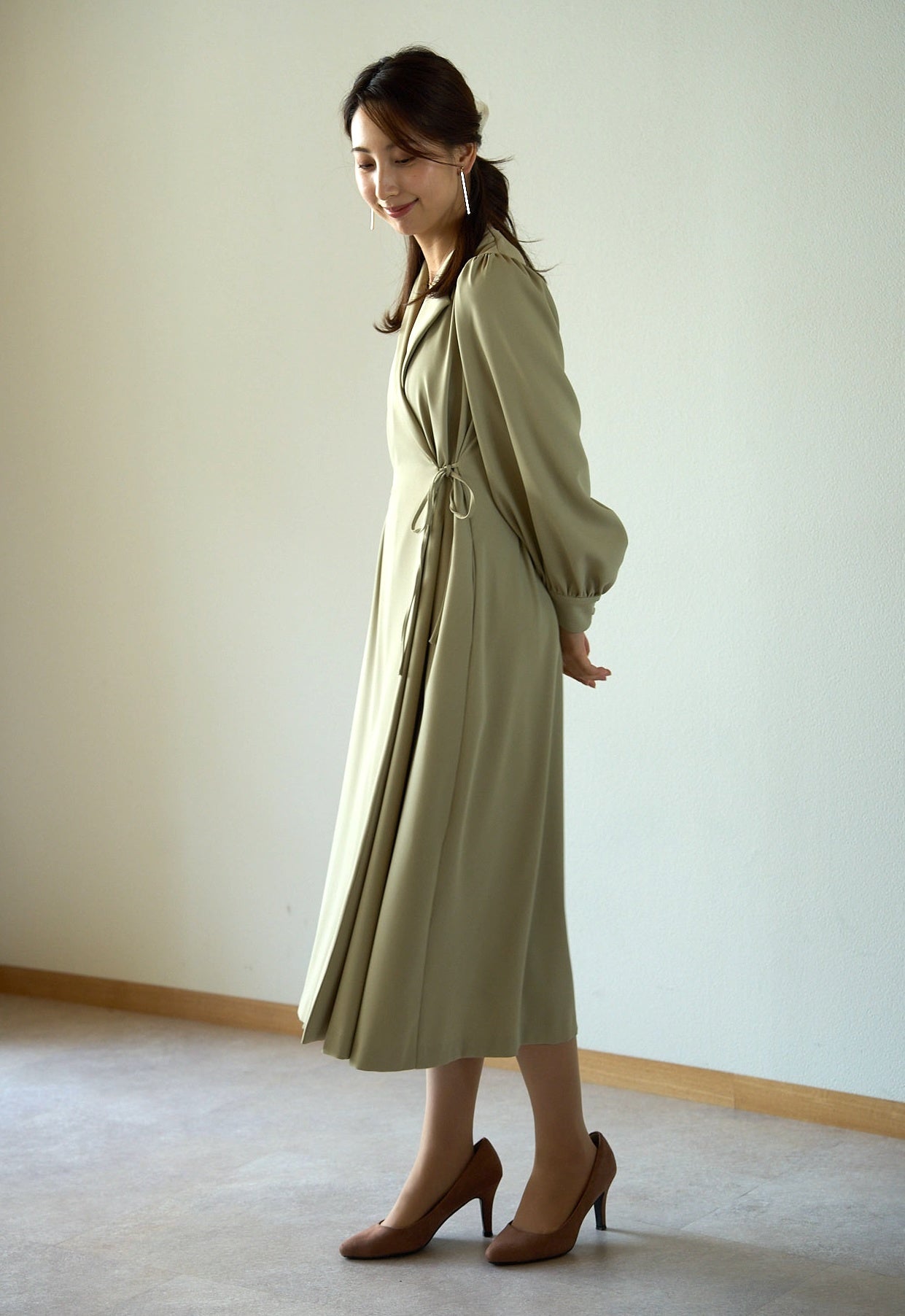 micofill カシュクールシャツドレス