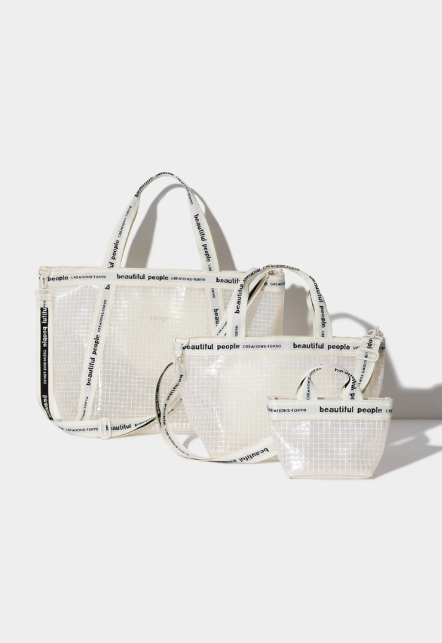 beautiful people plaid vinyl logo tape bag L【残1点/clear】