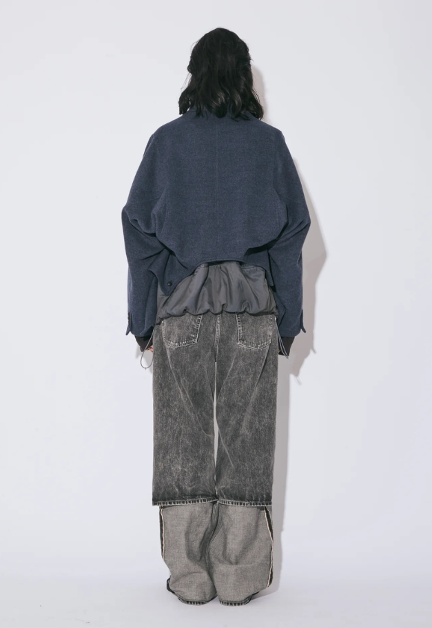 beautiful people selvedge denim flip hem pants blk bleach
