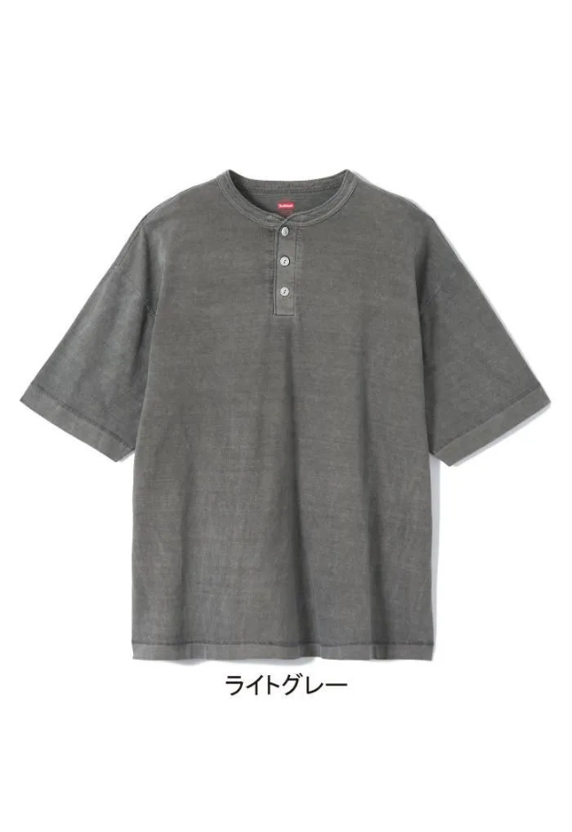 Healthknit Henleyneck S/S Tee(Sulfur dye)