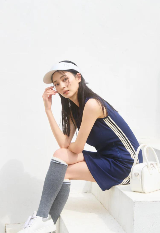 LE.NAN Side Striped Sleeveless Golf Dress【NAVY】