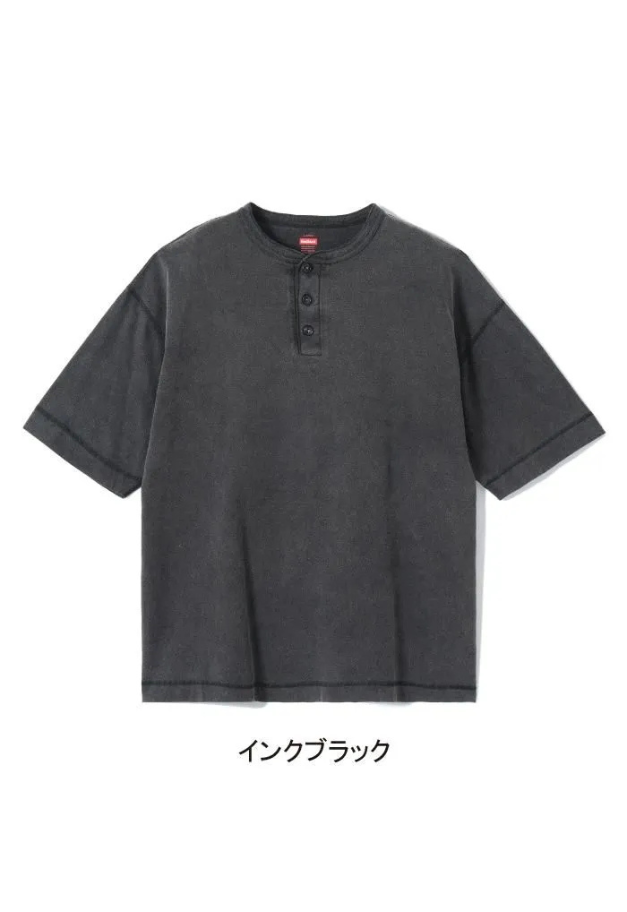 Healthknit Henleyneck S/S Tee(Sulfur dye)