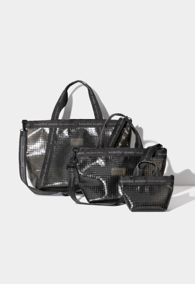 beautiful people plaid vinyl logo tape bag M【予約商品】