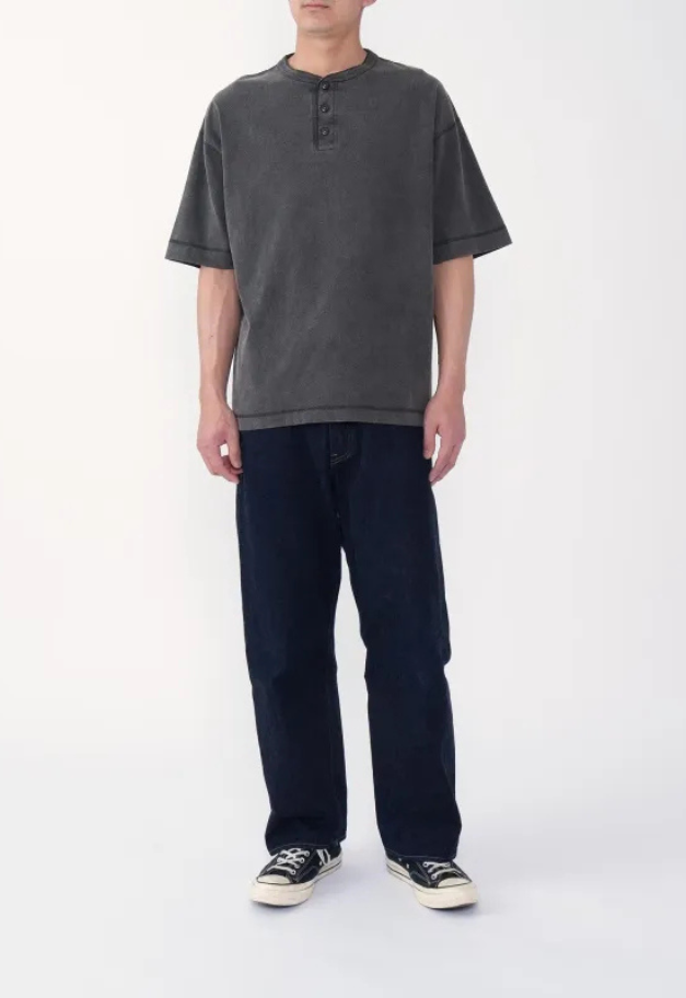 Healthknit Henleyneck S/S Tee(Sulfur dye)
