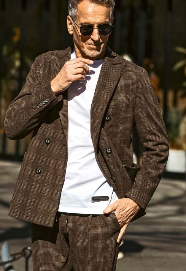 1PIU1UGUALE3 RELAX GLEN CHECK DOUBLE JACKET【予約商品】