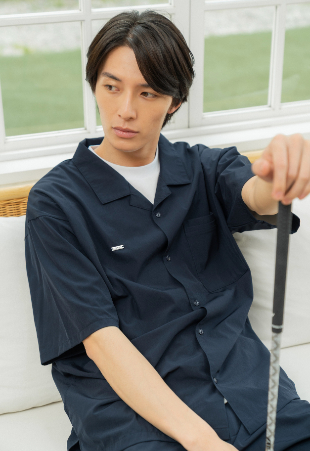 LE.NAN Mens Relax Open Collar Shirt