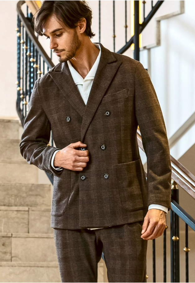 1PIU1UGUALE3 RELAX GLEN CHECK DOUBLE JACKET【予約商品】