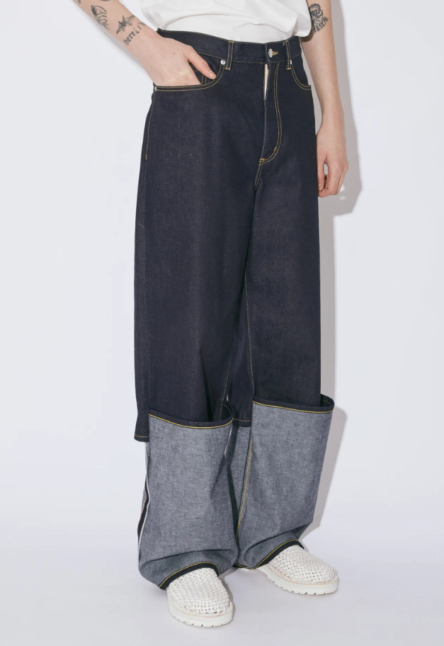 beautiful people selvedge denim flip hem pants