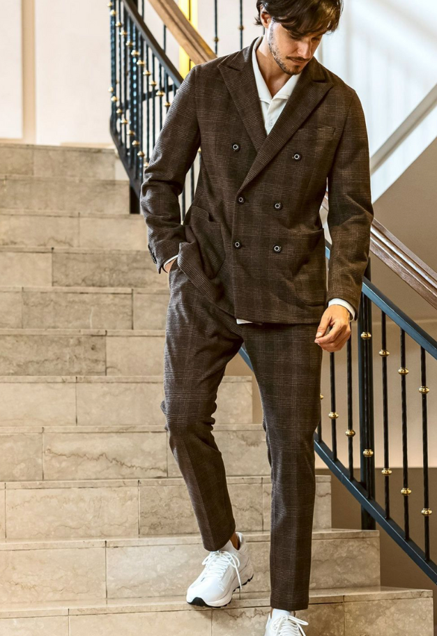 1PIU1UGUALE3 RELAX GLEN CHECK DOUBLE JACKET【予約商品】
