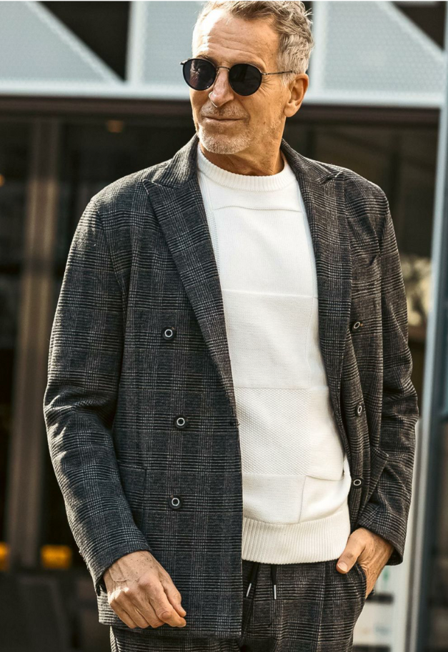 1PIU1UGUALE3 RELAX GLEN CHECK DOUBLE JACKET【予約商品】