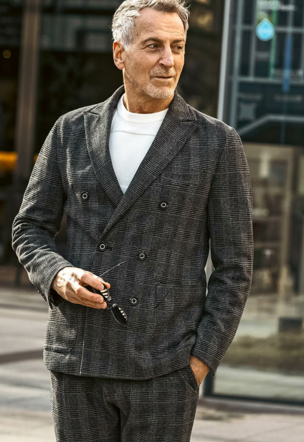1PIU1UGUALE3 RELAX GLEN CHECK DOUBLE JACKET【予約商品】