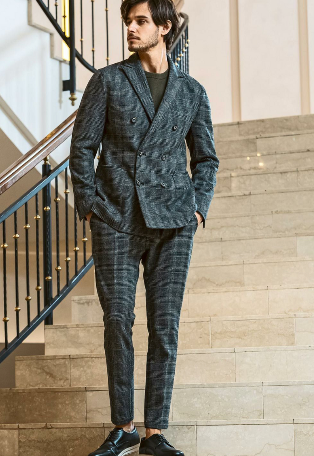 1PIU1UGUALE3 RELAX GLEN CHECK DOUBLE JACKET【予約商品】