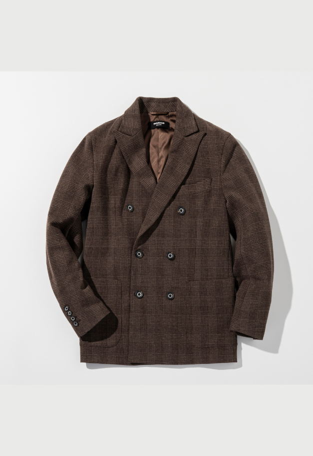1PIU1UGUALE3 RELAX GLEN CHECK DOUBLE JACKET【予約商品】