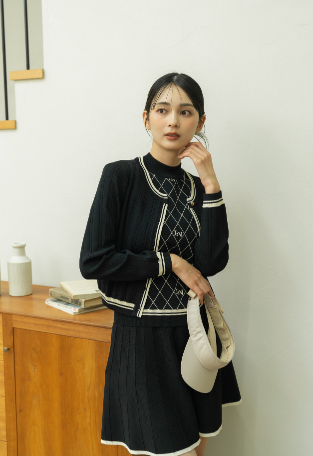 LE.NAN Urban Line Rib-knit Cardigan