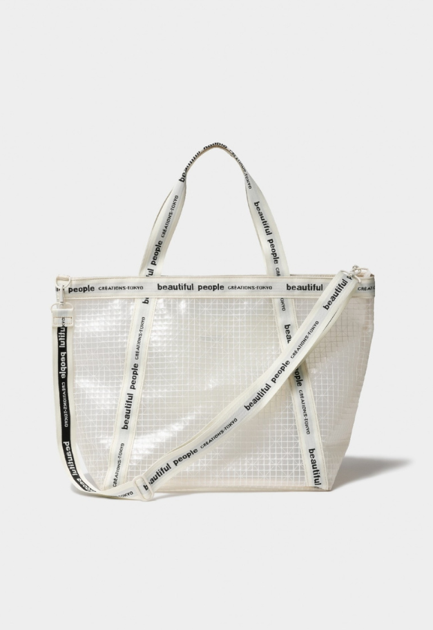 beautiful people plaid vinyl logo tape bag L【残1点/clear】