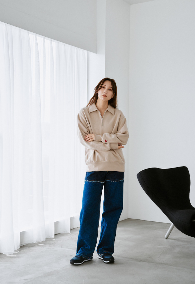 Healthknit Classic Sweat Collared Half Zip L/S