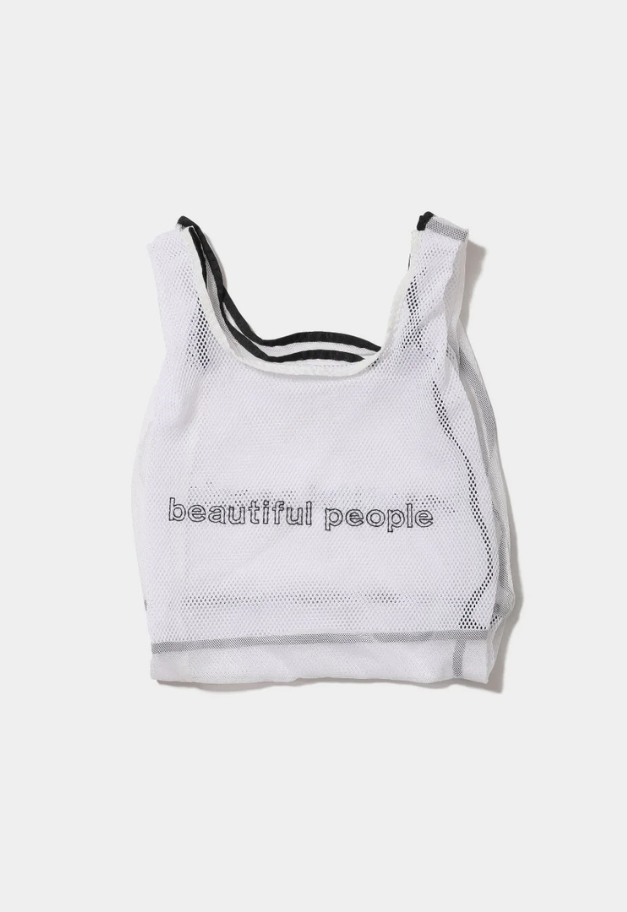 beautiful people contour logo flip mesh bag