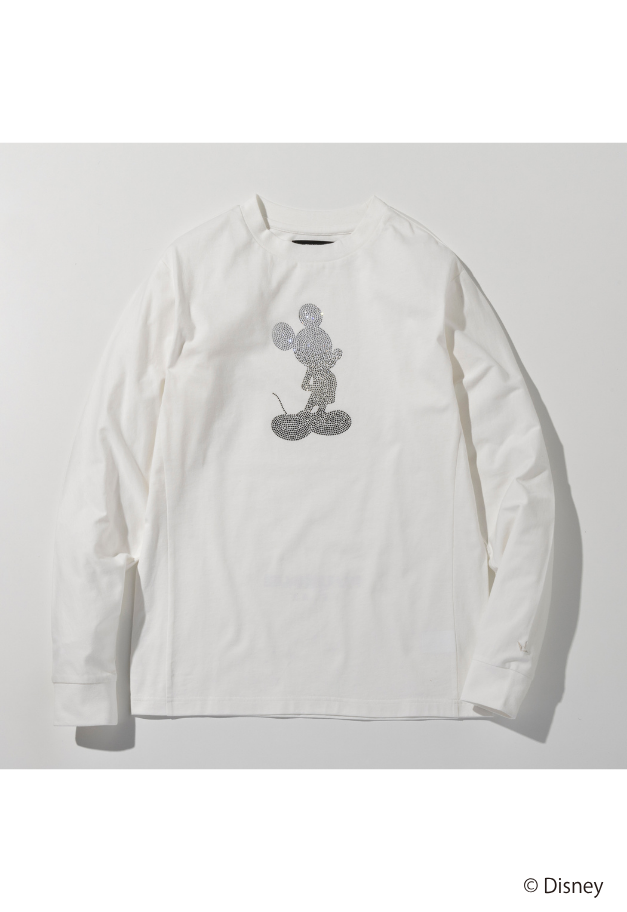 1PIU1UGUALE3 RELAX【MICKEY】 GRADIENT RHINESTONE LONG SLEEVE T-SHIRT