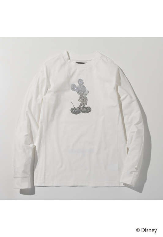 1PIU1UGUALE3 RELAX【MICKEY】 GRADIENT RHINESTONE LONG SLEEVE T-SHIRT