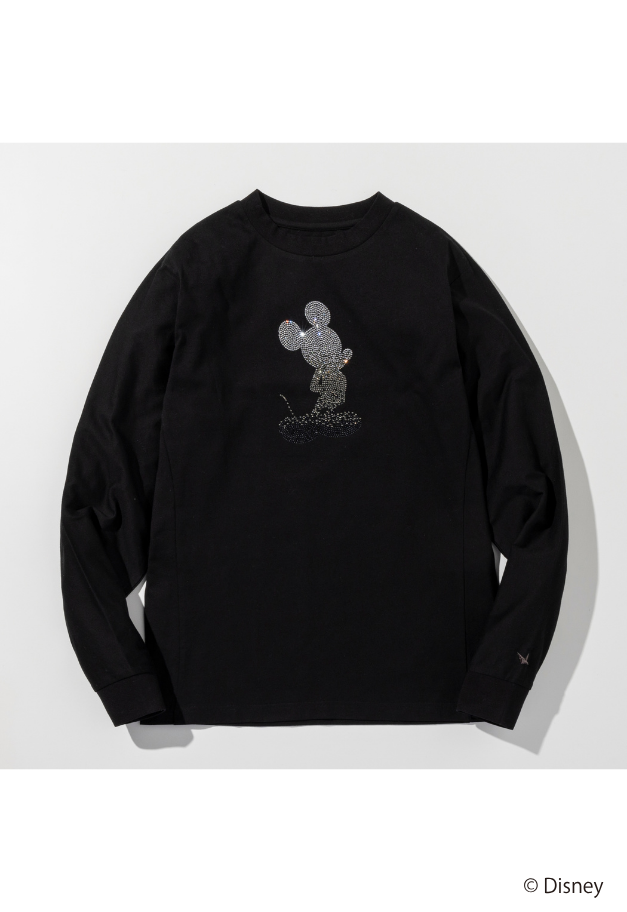 1PIU1UGUALE3 RELAX【MICKEY】 GRADIENT RHINESTONE LONG SLEEVE T-SHIRT