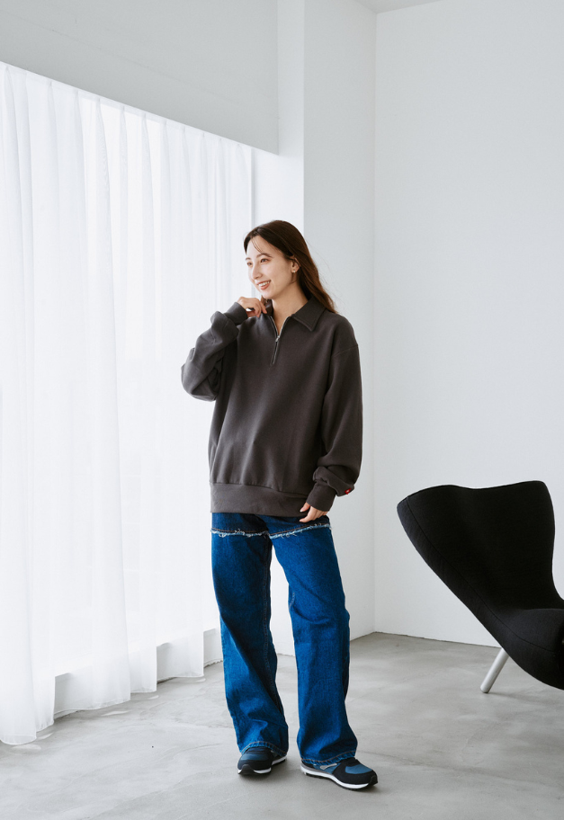 Healthknit Classic Sweat Collared Half Zip L/S