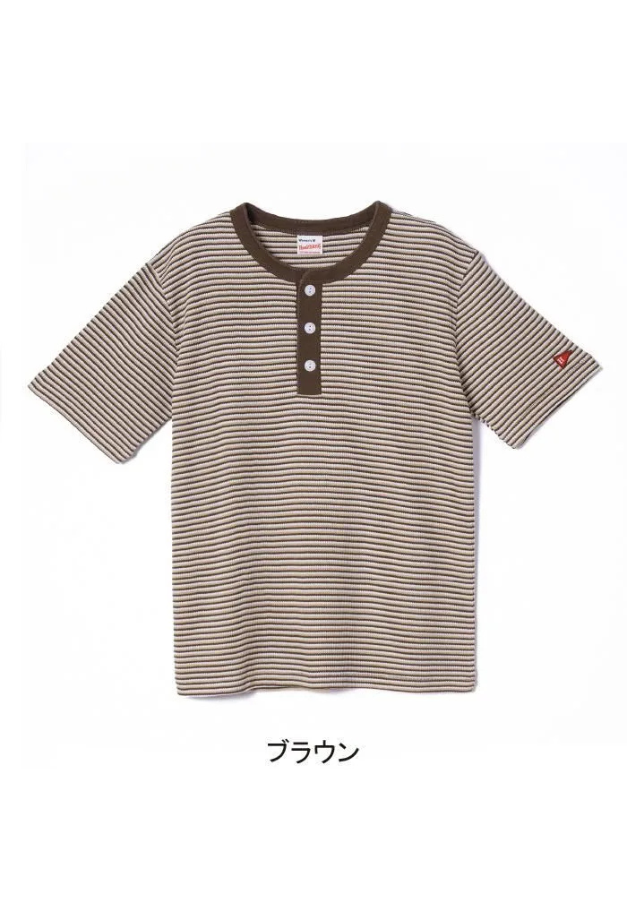 Healthknit Multi Border Waffle Henley【WOMENS ITEM】