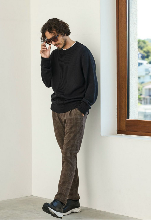 1PIU1UGUALE3 RELAX GLEN CHECK SLACKS【予約商品】