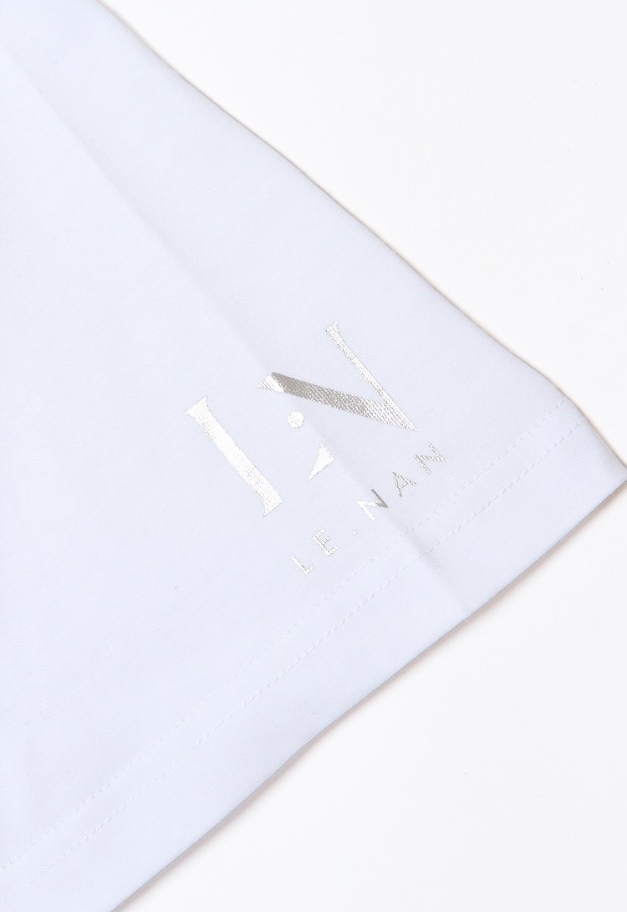 LE.NAN Short Sleeve Silicone Logo&Sleeve Print T-shirt