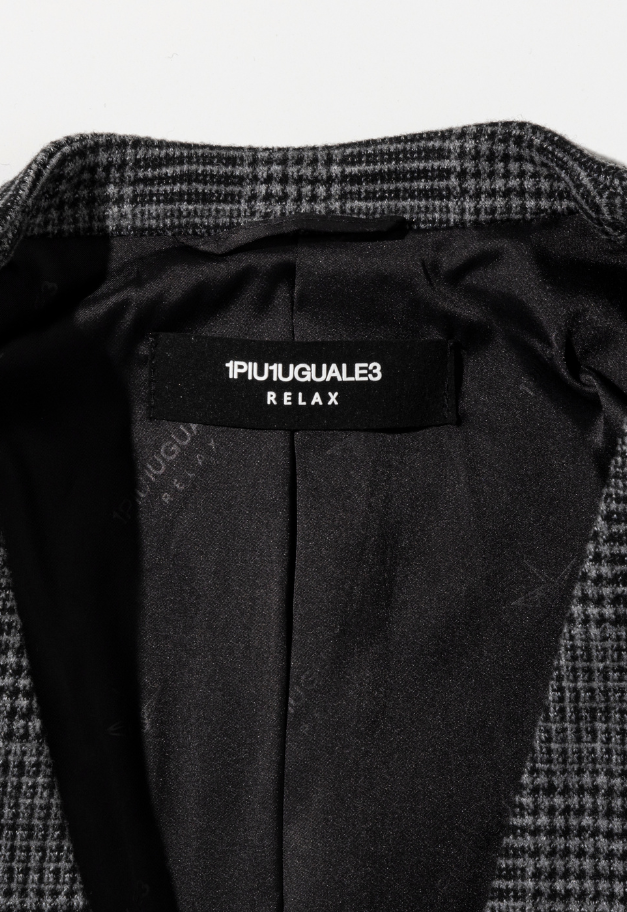 1PIU1UGUALE3 RELAX GLEN CHECK COLLARLESS JACKET【予約商品】