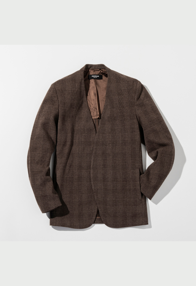1PIU1UGUALE3 RELAX GLEN CHECK COLLARLESS JACKET【予約商品】