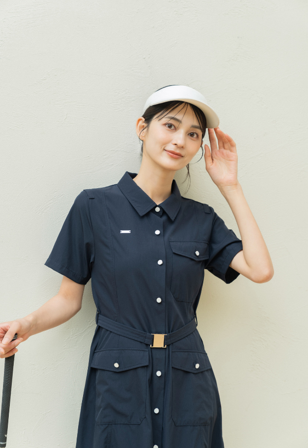 LE.NAN Belted Trench Shirt Golf Dress