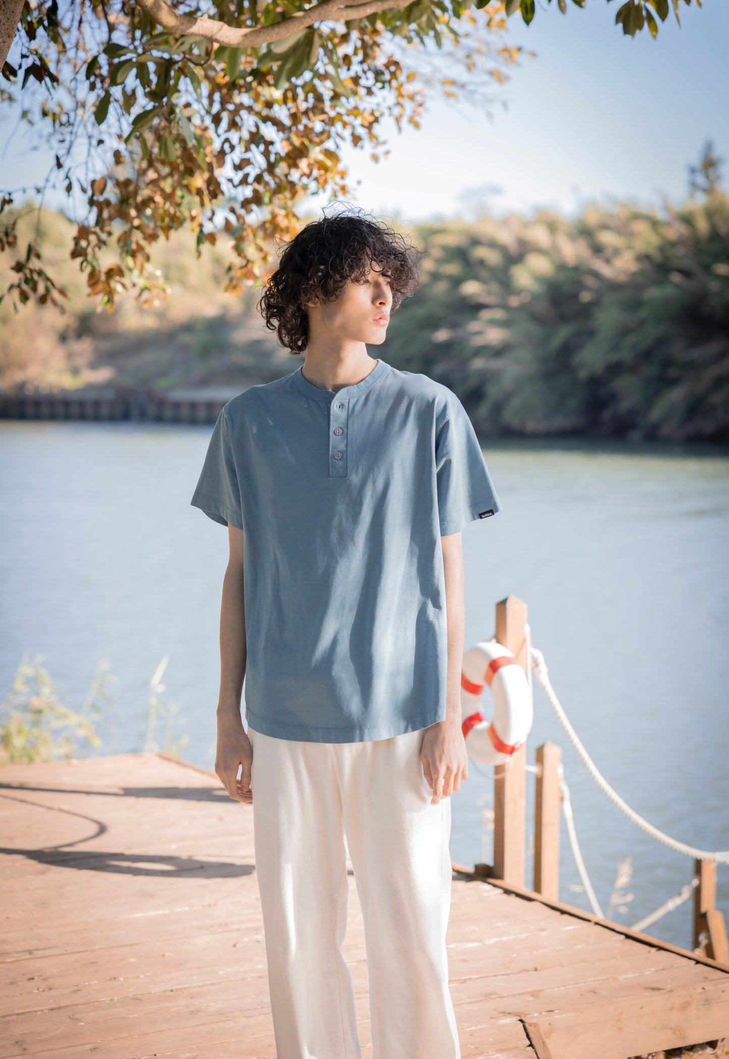 Healthknit Black Label ROUND HEM HENLEY TEE