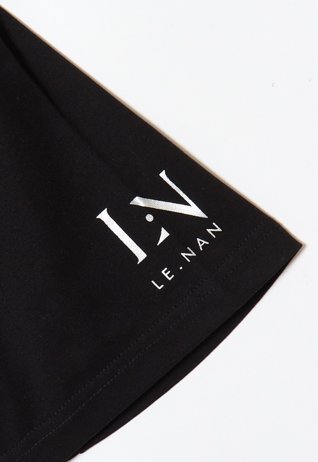 LE.NAN Short Sleeve Silicone Logo&Sleeve Print T-shirt