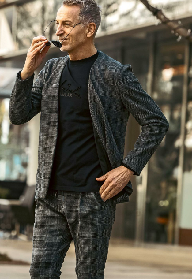 1PIU1UGUALE3 RELAX GLEN CHECK COLLARLESS JACKET【予約商品】