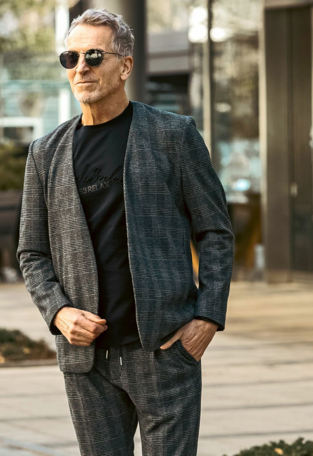 1PIU1UGUALE3 RELAX GLEN CHECK COLLARLESS JACKET【予約商品】