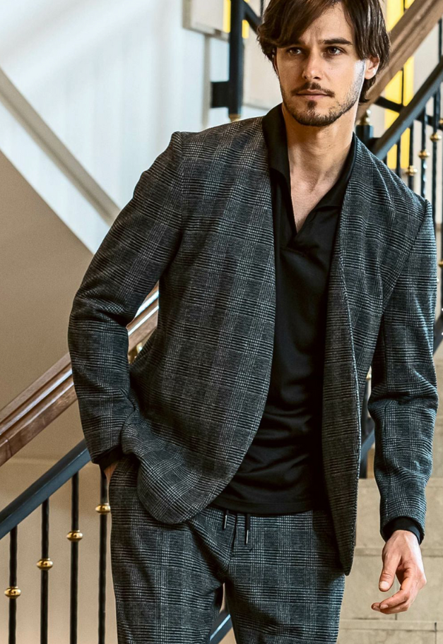 1PIU1UGUALE3 RELAX GLEN CHECK COLLARLESS JACKET【予約商品】