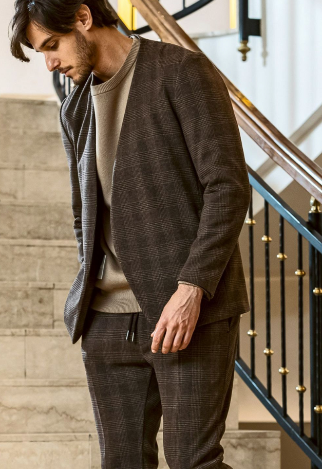 1PIU1UGUALE3 RELAX GLEN CHECK COLLARLESS JACKET【予約商品】
