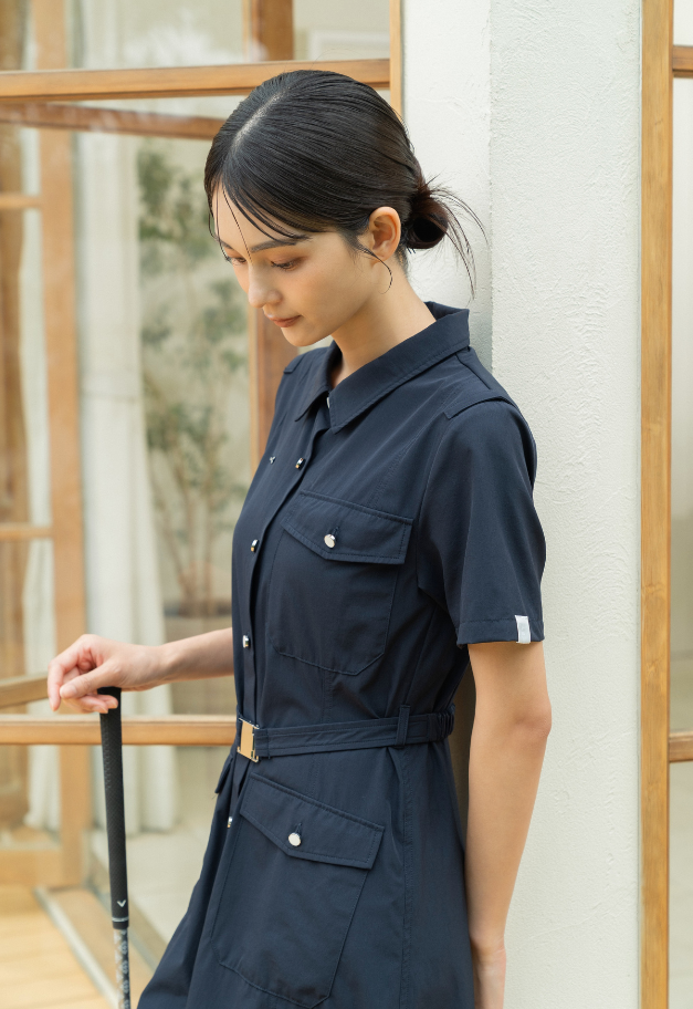 LE.NAN Belted Trench Shirt Golf Dress