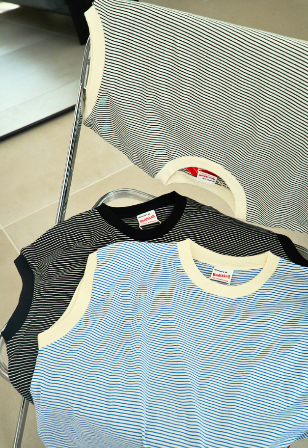 Healthknit Narrow Border Jersey Sleevless【WOMENS ITEM/残BLACK1点】