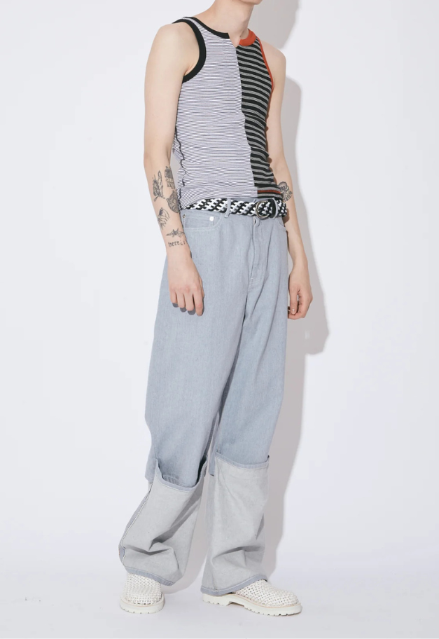 beautiful people recycling denim flip hem pants
