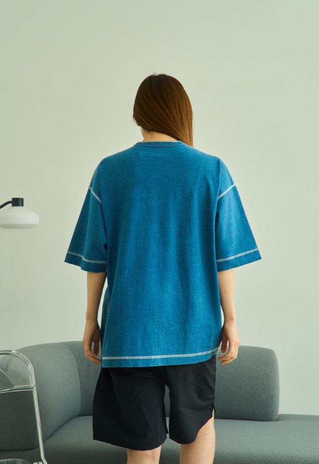 Healthknit Henleyneck S/S Tee(Indigo)