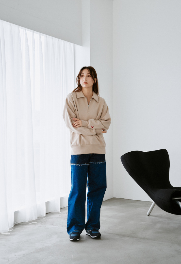 Healthknit Classic Sweat Collared Half Zip L/S