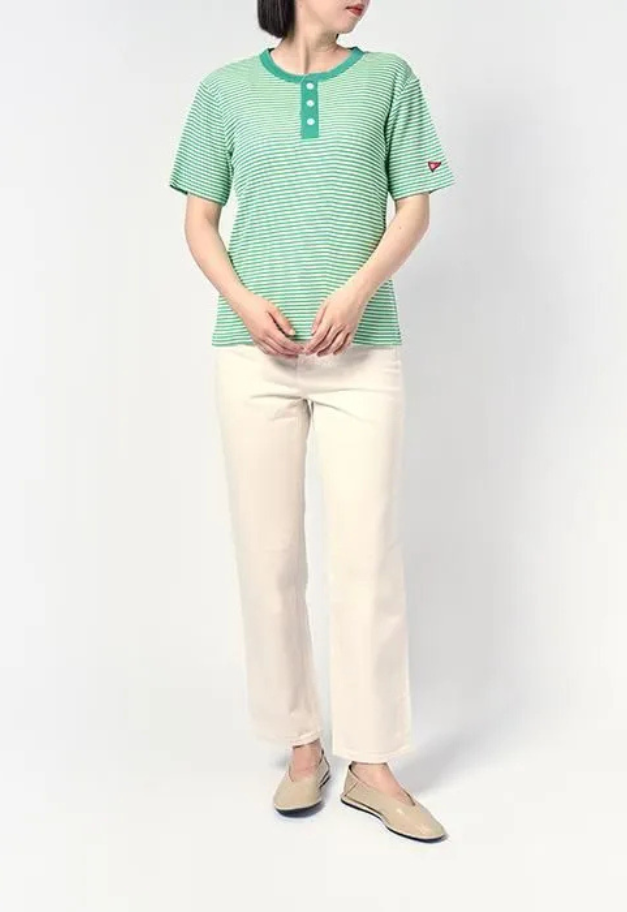 Healthknit Multi Border Waffle Henley【WOMENS ITEM】