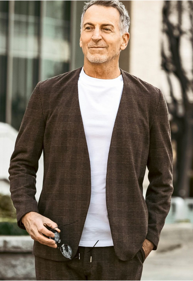 1PIU1UGUALE3 RELAX GLEN CHECK COLLARLESS JACKET【予約商品】