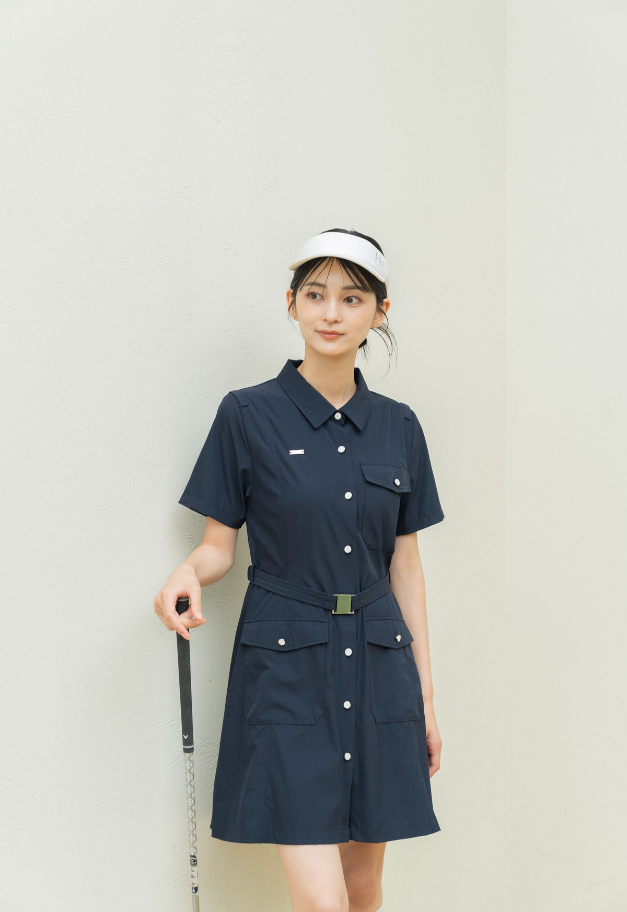 LE.NAN Belted Trench Shirt Golf Dress