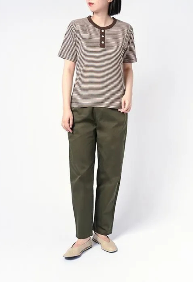 Healthknit Multi Border Waffle Henley【WOMENS ITEM】