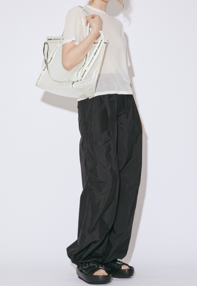 beautiful people plaid vinyl logo tape bag L【残1点/clear】