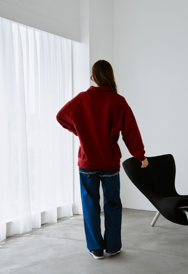 Healthknit Classic Sweat Collared Half Zip L/S